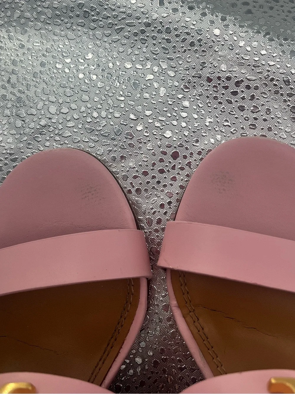 Tory Burch Pink Leather Gold Logo Block Heel Mules Size 5
